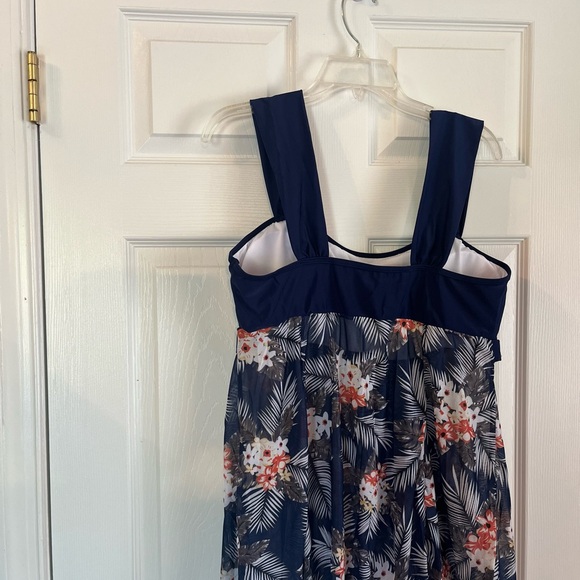 Women Plus Size Navy Blue Tankini Swimwear Bathing Suit Vacation Set 16W 20W 22W - Picture 11 of 12